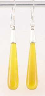 Lange zilveren pegel oorbellen met gele agaat afbeelding 1