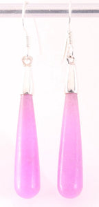 Lange zilveren pegel oorbellen met paarse agaat afbeelding 1