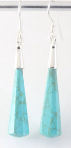 Lange zilveren oorbellen met pegels groene turkoois afbeelding 1