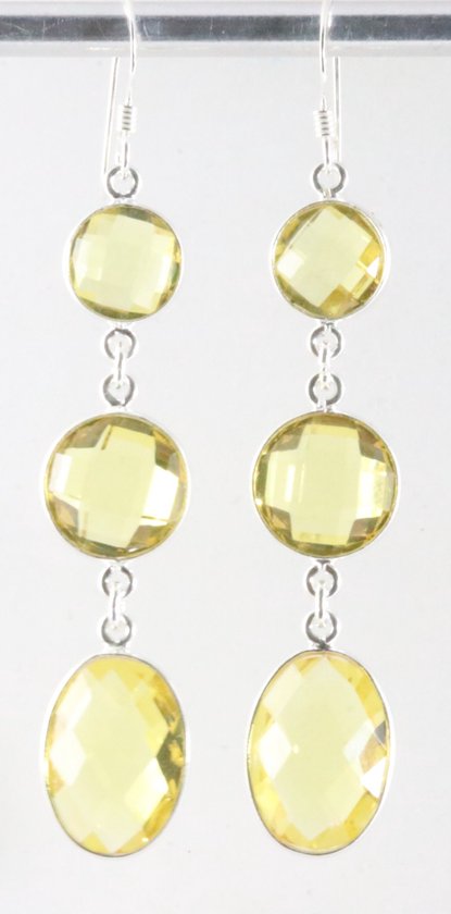 Lange zilveren oorbellen met citrien afbeelding 1