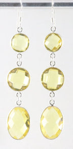 Lange zilveren oorbellen met citrien afbeelding 1