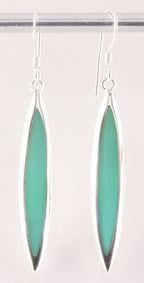 Lange fijne zilveren oorbellen met groene turkoois afbeelding 1