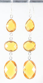 Lange zilveren oorbellen met champagne kwarts afbeelding 1