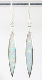 Fijne lange druppelvormige zilveren oorbellen met welo opaal afbeelding 1