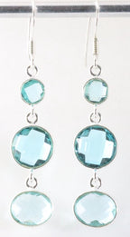 Lange zilveren oorbellen met blauwe topaas afbeelding 1