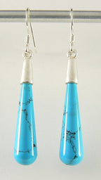Zilveren oorbellen met pegels blauwe turkoois afbeelding 1