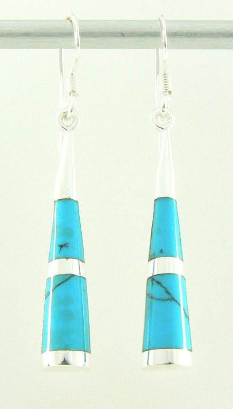 Zilveren oorbellen met blauwe turkoois afbeelding 1
