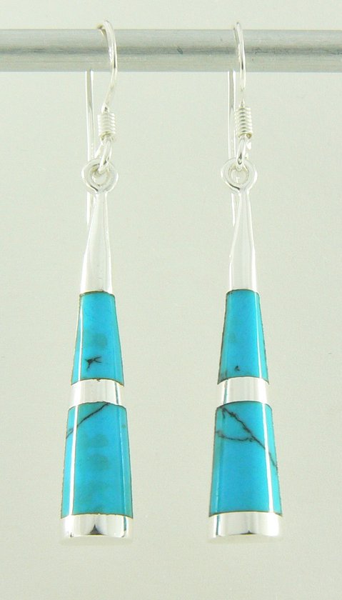 Zilveren oorbellen met blauwe turkoois afbeelding 5