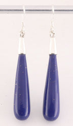 Zilveren oorbellen met pegels lapis lazuli afbeelding 1