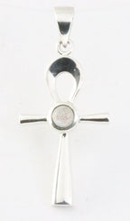 Fijne zilveren ankh hanger met labradoriet afbeelding 1