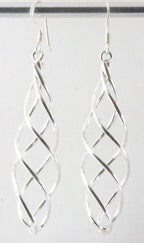 Lange opengewerkte zilveren oorbellen afbeelding 1