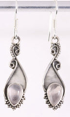 Bewerkte zilveren oorbellen met rozenkwarts afbeelding 1