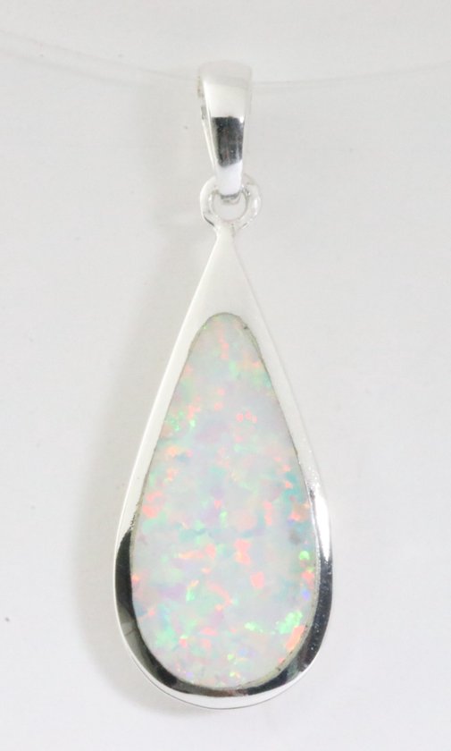 Druppelvormige hoogglans zilveren hanger met welo opaal afbeelding 1