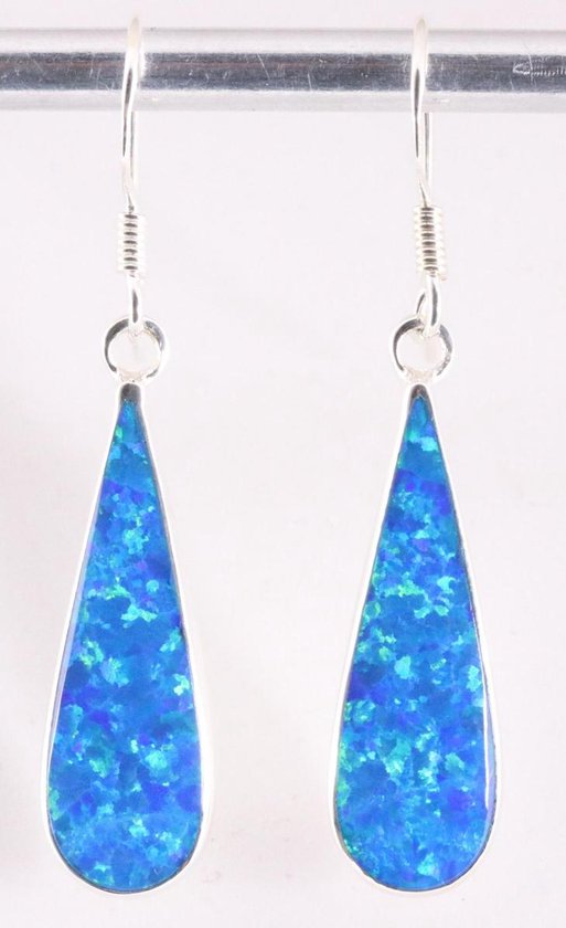 Druppelvormige zilveren oorbellen met Australische opaal afbeelding 1