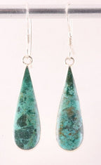 Druppelvormige zilveren oorbellen met chrysocolla afbeelding 1