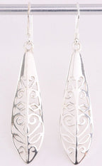 Lange opengewerkte zilveren oorbellen afbeelding 1