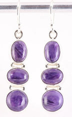 Zilveren oorbellen met charoiet afbeelding 1