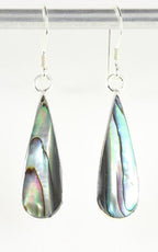 Druppelvormige zilveren oorbellen met abalone schelp afbeelding 1