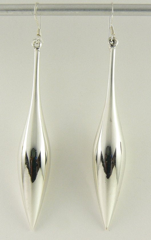 Lange zilveren pegeloorbellen afbeelding 1