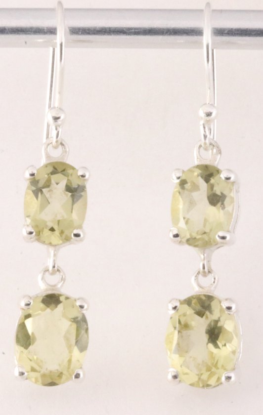 Zilveren oorbellen met lemonkwarts afbeelding 3