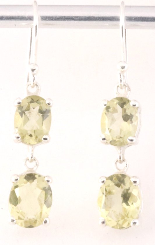 Zilveren oorbellen met lemonkwarts afbeelding 1