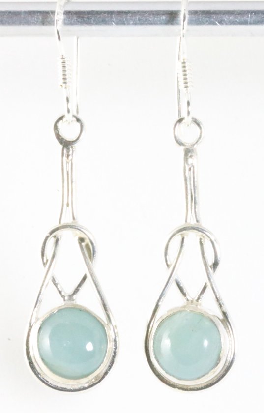 Zilveren oorbellen met aquamarijn afbeelding 1