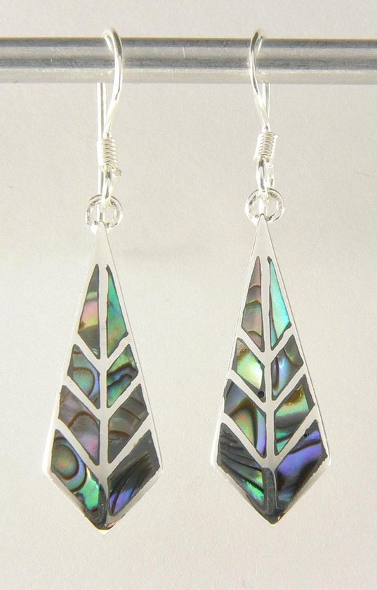 Zilveren oorbellen met abalone schelp afbeelding 1