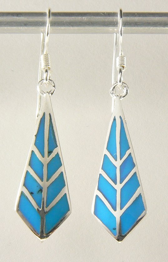 Zilveren oorbellen met blauwe turkoois afbeelding 1