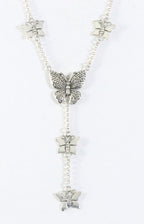 Fijne lange zilveren ketting met vlinders afbeelding 1