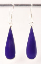 Druppelvormige zilveren oorbellen met paarse agaat afbeelding 1
