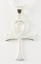 Zilveren ankh hanger aan ketting afbeelding 1