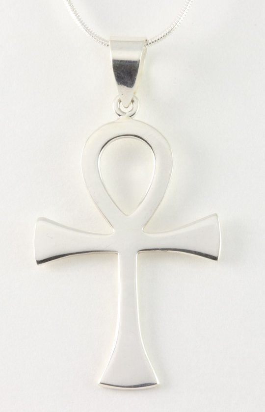 Zilveren ankh hanger aan ketting afbeelding 1
