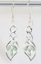 Opengewerkte zilveren oorbellen met groene amethist afbeelding 1