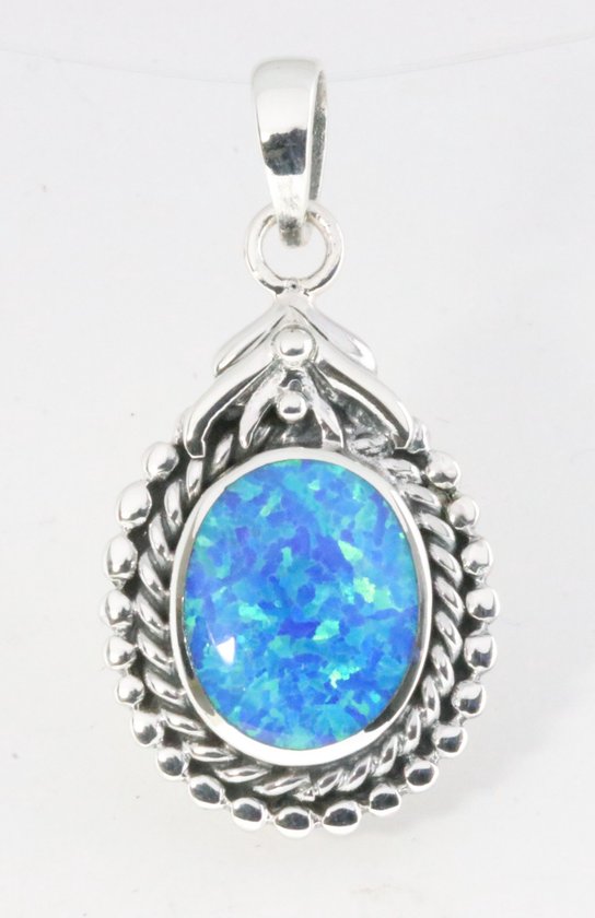 Bewerkte zilveren hanger met Australische opaal afbeelding 1