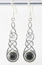 Lange opengewerkte zilveren oorbellen met onyx afbeelding 1