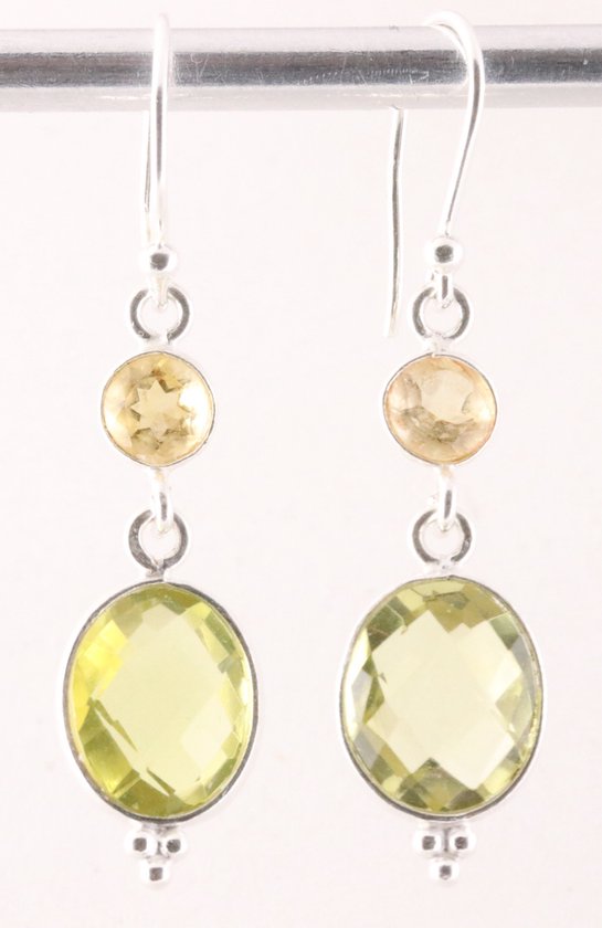 Zilveren oorbellen met lemonkwarts en citrien afbeelding 1