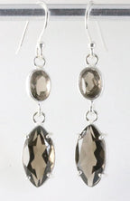 Zilveren oorbellen met rookkwarts afbeelding 1