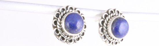 Fijne bewerkte zilveren oorstekers met lapis lazuli afbeelding 2