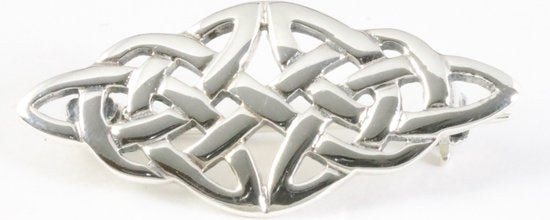Opengewerkte zilveren broche met oneindige knoop afbeelding 1
