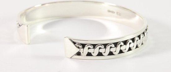 Zilveren klemarmband met kruiskabelpatroon afbeelding 3