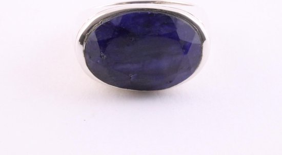 Zilveren ring met blauwe saffier afbeelding 4