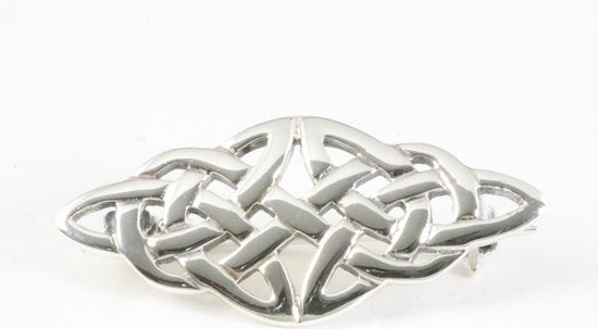 Opengewerkte zilveren broche met oneindige knoop afbeelding 3