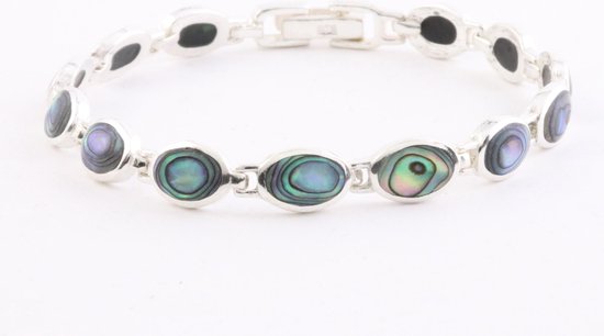 Zilveren schakelarmband met abalone schelp afbeelding 1