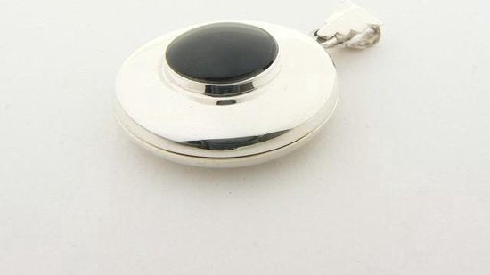 Rond zilveren medaillon met onyx afbeelding 2