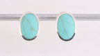 Ovale zilveren oorstekers met groene turkoois afbeelding 1