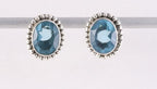 Bewerkte zilveren oorstekers met blauwe topaas afbeelding 1
