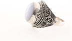 Bewerkte zilveren ring met blauwe lace agaat afbeelding 2