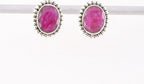 Bewerkte zilveren oorstekers met robijn afbeelding 1