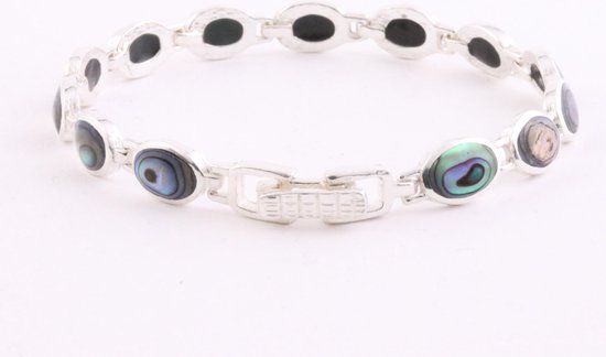 Zilveren schakelarmband met abalone schelp afbeelding 3
