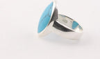 Ovale zilveren ring met blauwe turkoois afbeelding 3